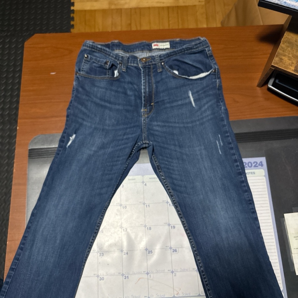 Wrangler Blue Slim Jeans with Distressing